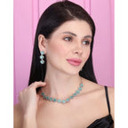 Generic Women's Brass Silver Plated Necklace set (Turquoise)