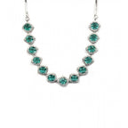 Generic Women's Brass Silver Plated Necklace set (Green)