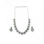 Generic Women's Brass Silver Plated Necklace set (Green)