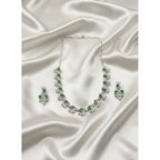 Generic Women's Brass Silver Plated Necklace set (Green)