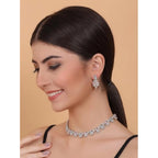 Generic Women's Brass Silver Plated Necklace set (Multicolor)