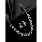 Generic Women's Brass Silver Plated Necklace set (Blue)