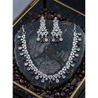 Generic Women's Brass Silver Plated Necklace set (Multicolor)