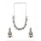 Generic Women's Brass Silver Plated Necklace set (Multicolor)