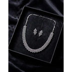 Generic Women's Brass Silver Plated Necklace set (Silver)