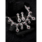 Generic Women's Brass Silver Plated Necklace set (Red)