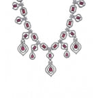 Generic Women's Brass Silver Plated Necklace set (Red)