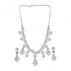 Generic Women's Brass Silver Plated Necklace set (Pink)
