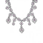 Generic Women's Brass Silver Plated Necklace set (Pink)