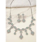 Generic Women's Brass Silver Plated Necklace set (Turquoise)