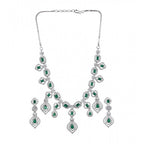 Generic Women's Brass Silver Plated Necklace set (Green)