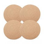 Generic Cotton Dining Table Round Placemat Mats Set of 4 (Beige)