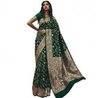 Generic Women's Art Silk Printed Saree With Unstitched Blouse 5.5Mtr (Green)