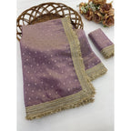 Generic Women's Silk Embellished Saree With Unstitched Blouse 5.5Mtr (Lavender)
