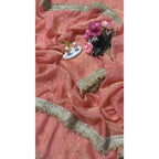 Generic Women's Silk Embellished Saree With Unstitched Blouse 5.5Mtr (Peach)