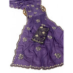 Generic Women's Star Georgette Embroidered Saree With Unstitched Blouse 5.5Mtr (Purple)