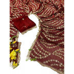Generic Women's Satin Embellished Saree With Unstitched Blouse 5.5Mtr (Maroon)