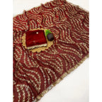 Generic Women's Satin Embellished Saree With Unstitched Blouse 5.5Mtr (Maroon)