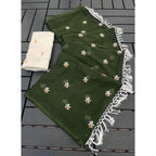 Generic Women's Georgette Embellished Saree With Unstitched Blouse 5.5Mtr (Green)