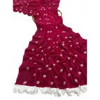 Generic Women's Georgette Embellished Saree With Unstitched Blouse 5.5Mtr (Pink)
