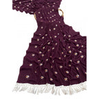 Generic Women's Georgette Embellished Saree With Unstitched Blouse 5.5Mtr (Wine)