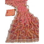 Generic Women's Silk Embellished Saree With Unstitched Blouse 5.5Mtr (Orange)
