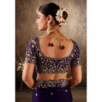 Generic Women's Silk Embroidered Saree With Unstitched Blouse 5.5Mtr (Purple)