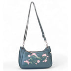 Generic Women's Polyurethane Floral Embroidered Crossbody Sling Bag with Adjustable &amp; Removable Strap (Light Blue)
