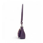 Generic Women's Polyurethane Floral Embroidered Crossbody Sling Bag with Adjustable &amp; Removable Strap (Purple)